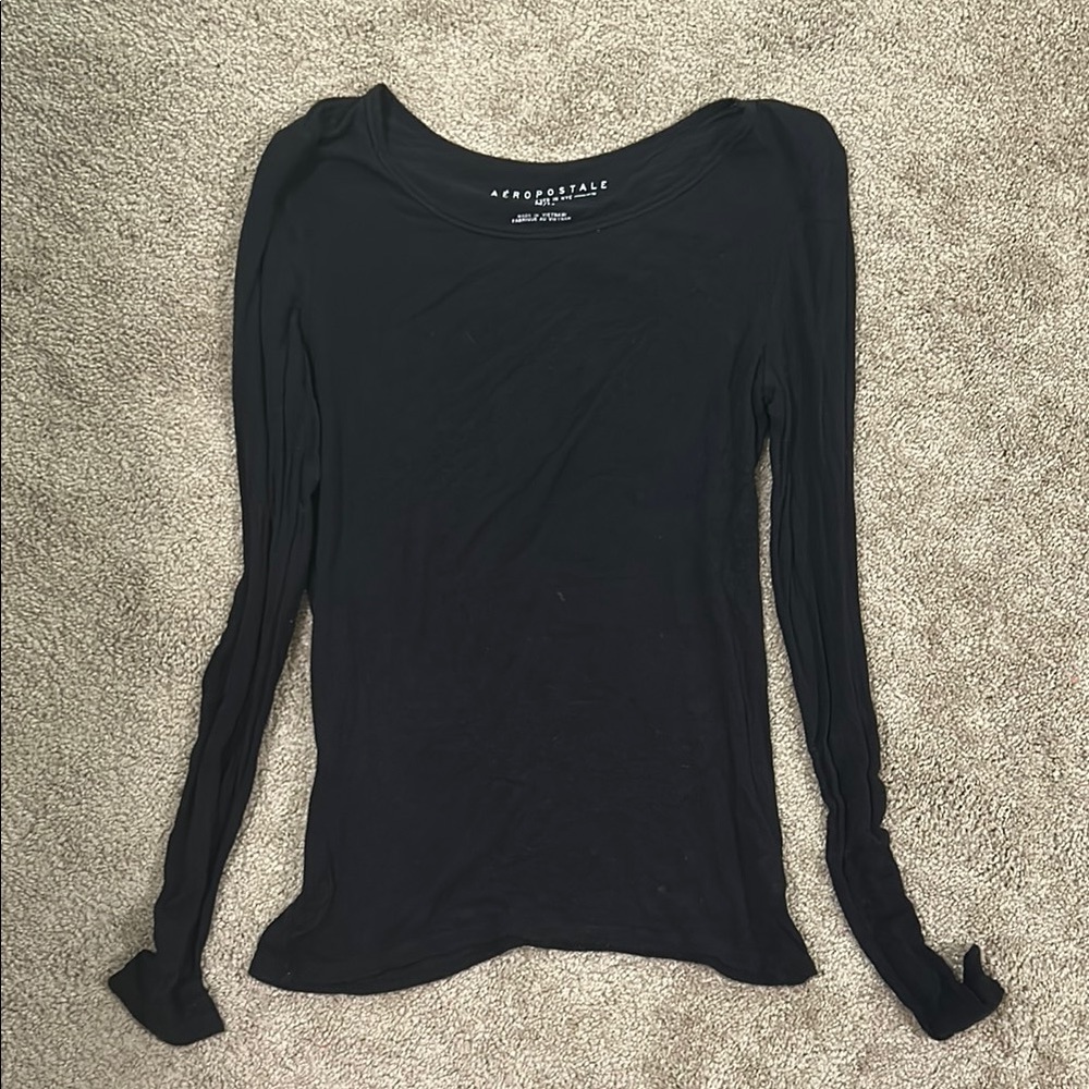 Aeropostale Black Fitted Long Sleeve Blouse